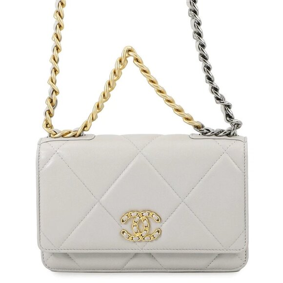 CHANEL CHANEL19 Chain wallet Lambskin Gray AP0957 - Picture 1 of 14